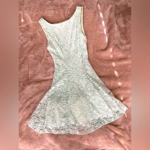 Mint green sequin lace prom dress